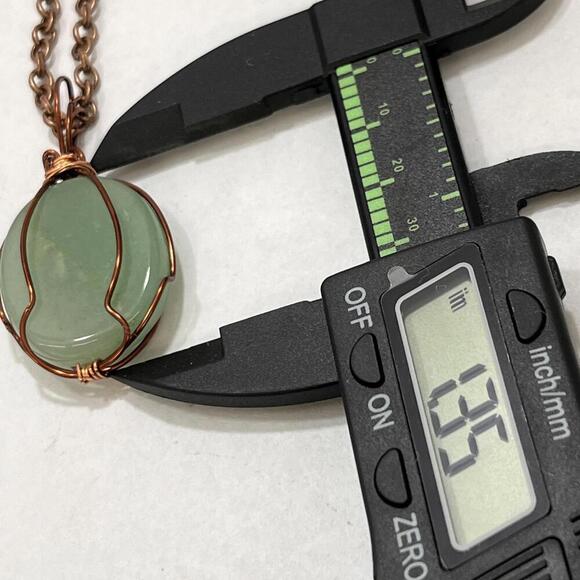Handmade Green Aventurine Necklace with Copper Wire Wrapped Wrap Pendant - Picture 2 of 3